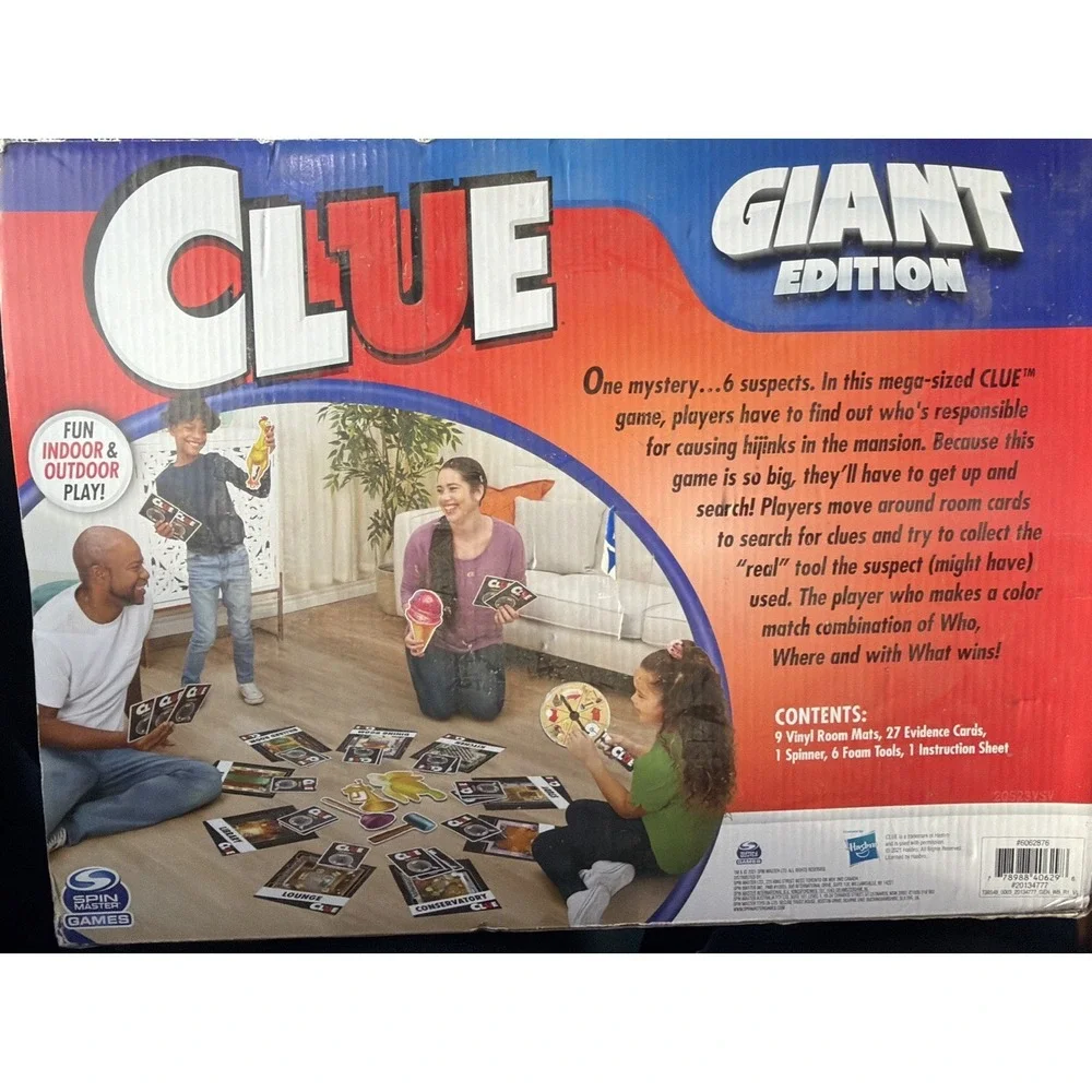 Clue Giant Edition Board Game Indoor Outdoor Mystery Game Spin Master 6062876r